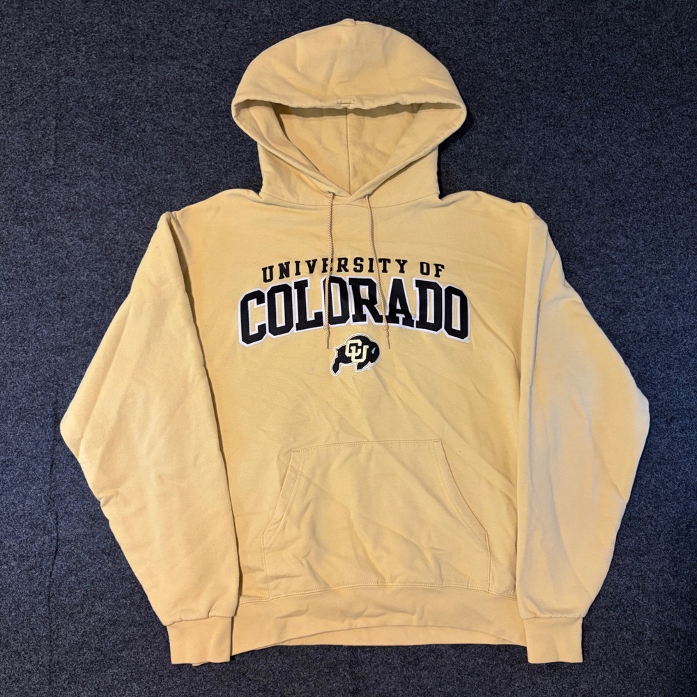Champion University of Colorado Buffaloes Hoodie Yellow Mens Large CU Boulder